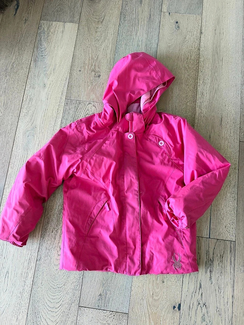 Spyder Girls Pink Hooded Puffer Jacket Size 7